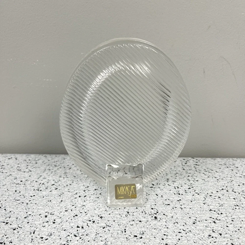 Vintage 80s 90s Mikasa Crystal Chunky Glass Oval Picture Frame 6.5